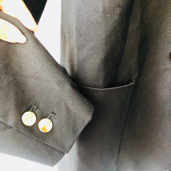 Lord & Taylor Jackets & Coats Lordtaylor Cotton Black Blazer Gold